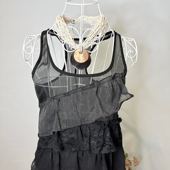 Gorgeous black sparkly ruffle vintage y2k tank - Picture 3 of 6